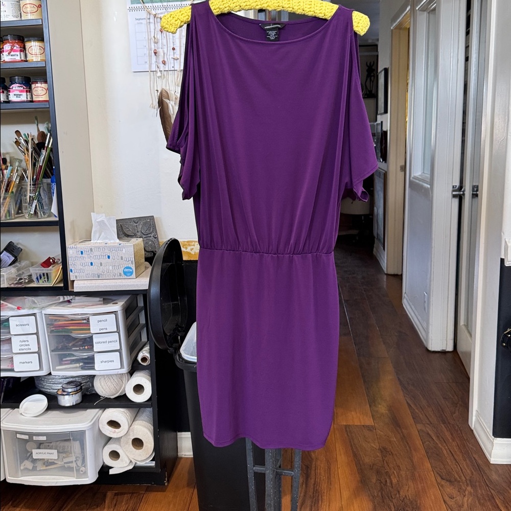 Moda purple cold shoulder mini dress